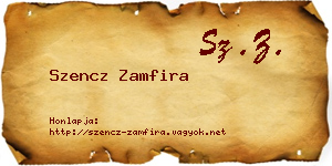 Szencz Zamfira névjegykártya